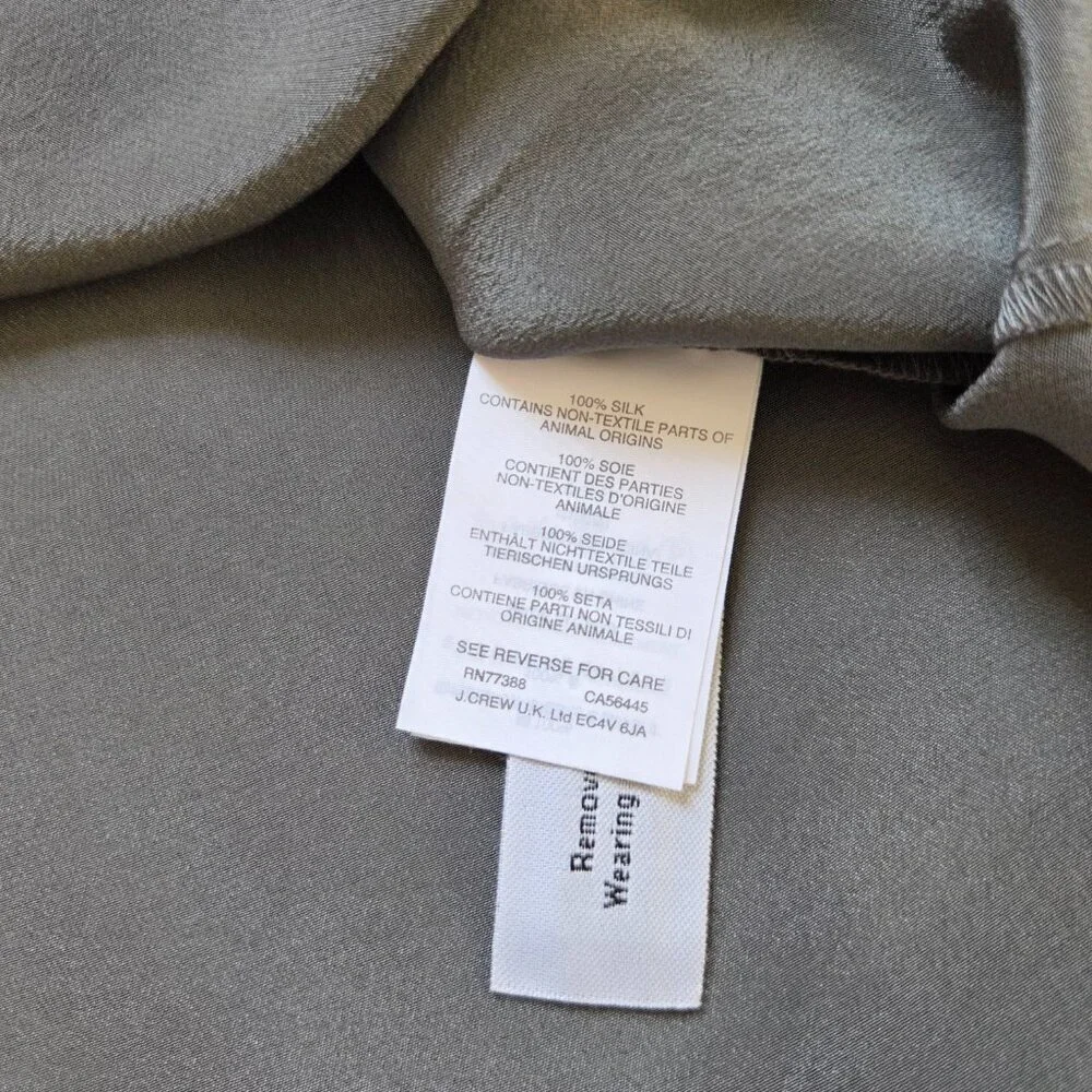J Crew Blouse Womens 4 Gray 100% Silk Blouse Cap Sleeve Business Casual Classic
